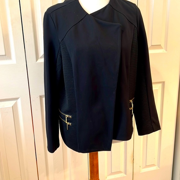 Chico’s Black Blazer Gold Zippers - Picture 2 of 6